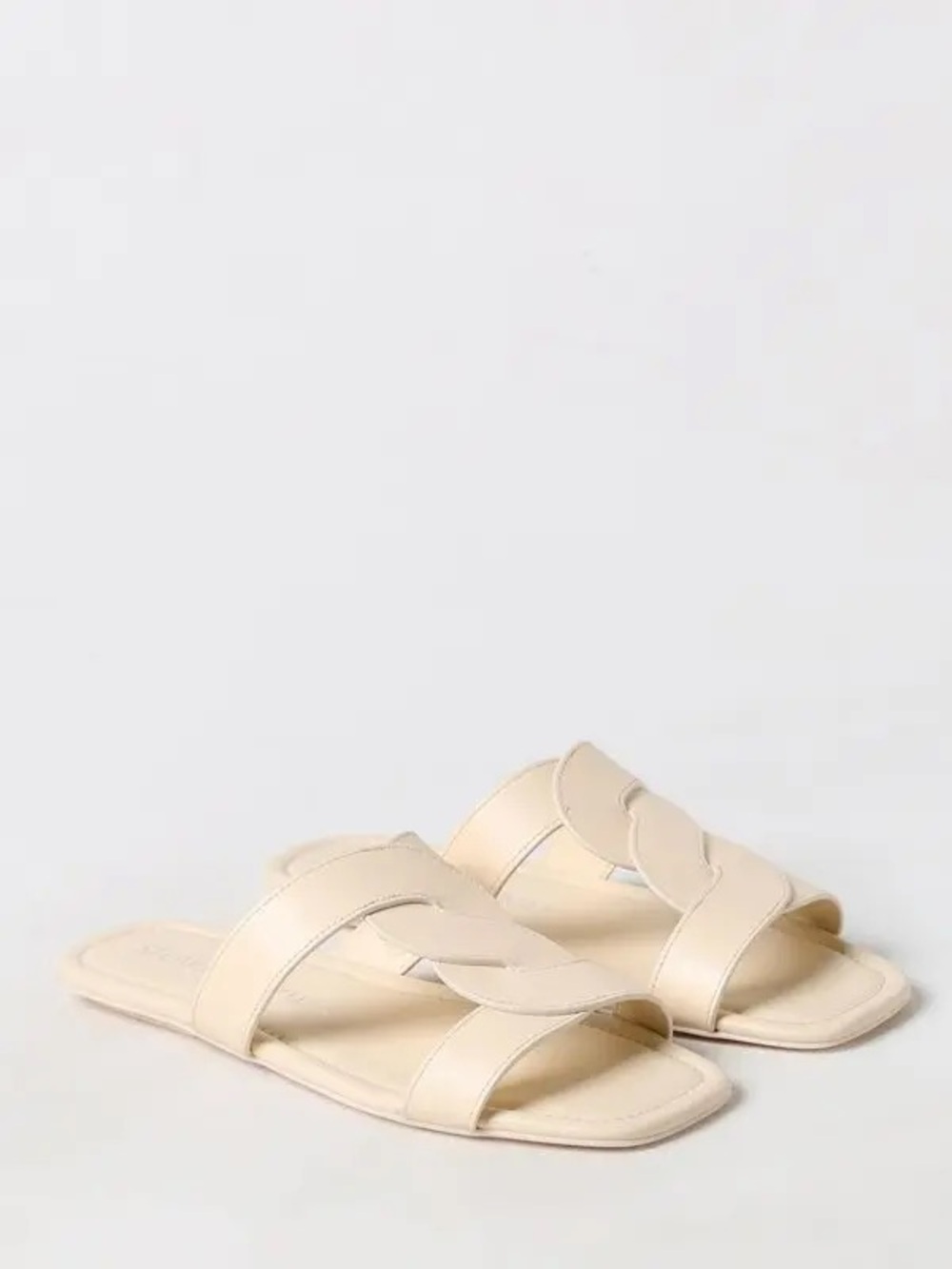 STUART WEITZMAN Ibiza Ivory Cream Braided Leather Slide Sandals